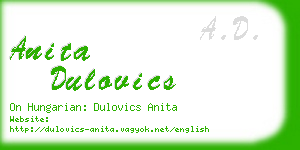 anita dulovics business card
